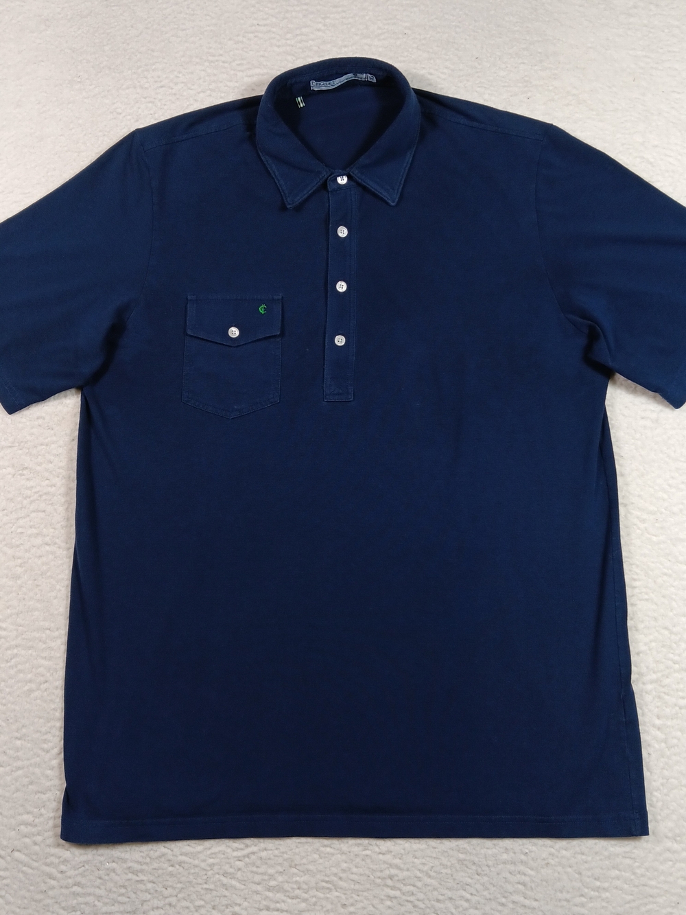 Criquet Shirt Mens XL Blue Polo Half Button Pocket Golf Stretch Embroidered